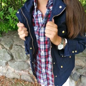 Jcrew Downtown Field Jacket waxed cotton Navy XS